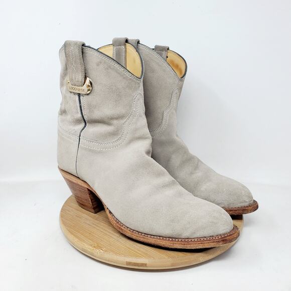 Lucchese Ankle Boots Womens 8 Grey Suede Western Cowboy Slouch Boho Shoes USA - Picture 1 of 15